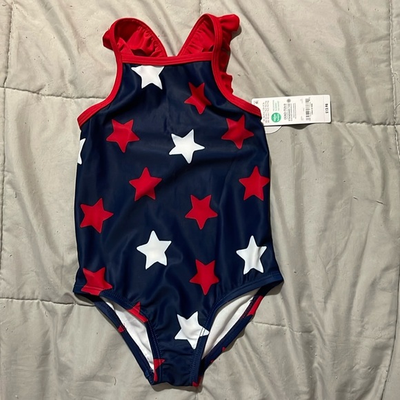 Carter's Child of Mine Toddler Girl Ruffled Star Swimsuit - Picture 1 of 2